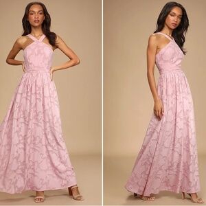 LULU's Prom Wedding Bridesmaid Floral Boho Flowy Sexy Maxi Dress